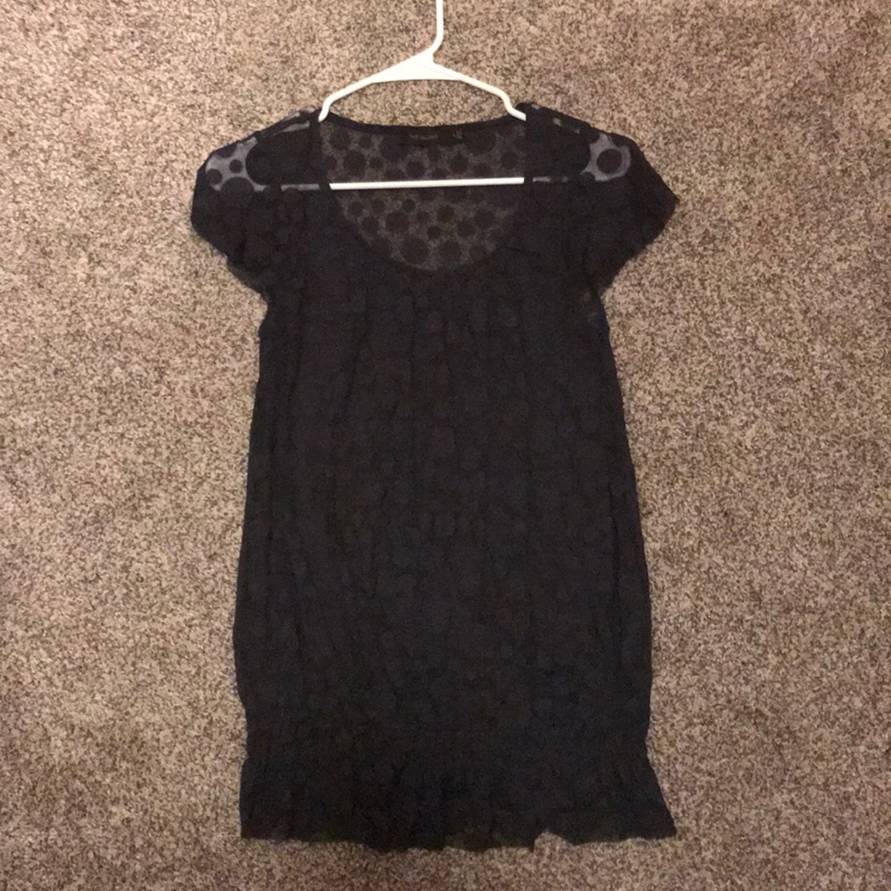 The Limited Sheer Polka Dot Top - Hunter Green